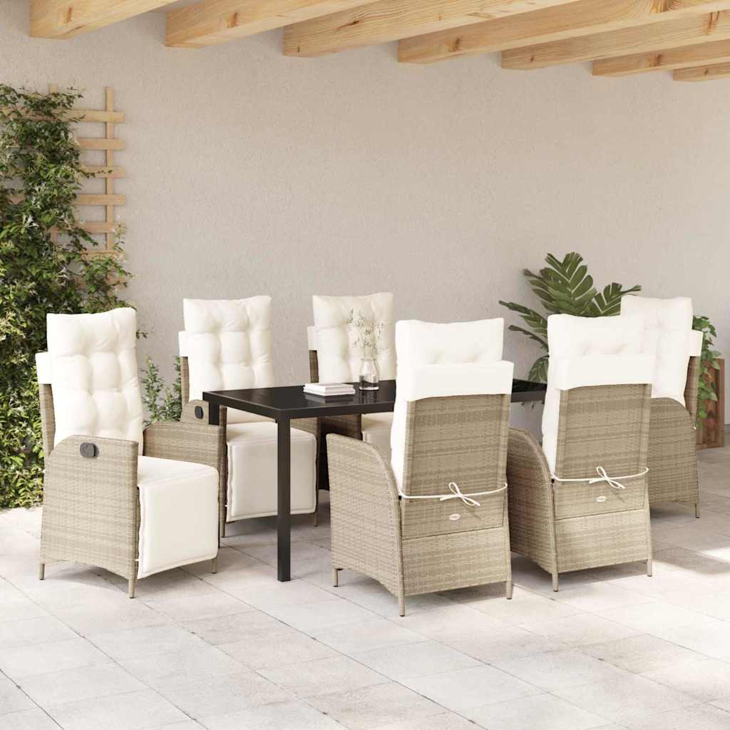 Garten Essgruppe 7 pcs Beige Poly Rattan