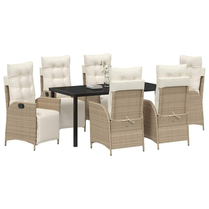 Garten Essgruppe 7 pcs Beige Poly Rattan