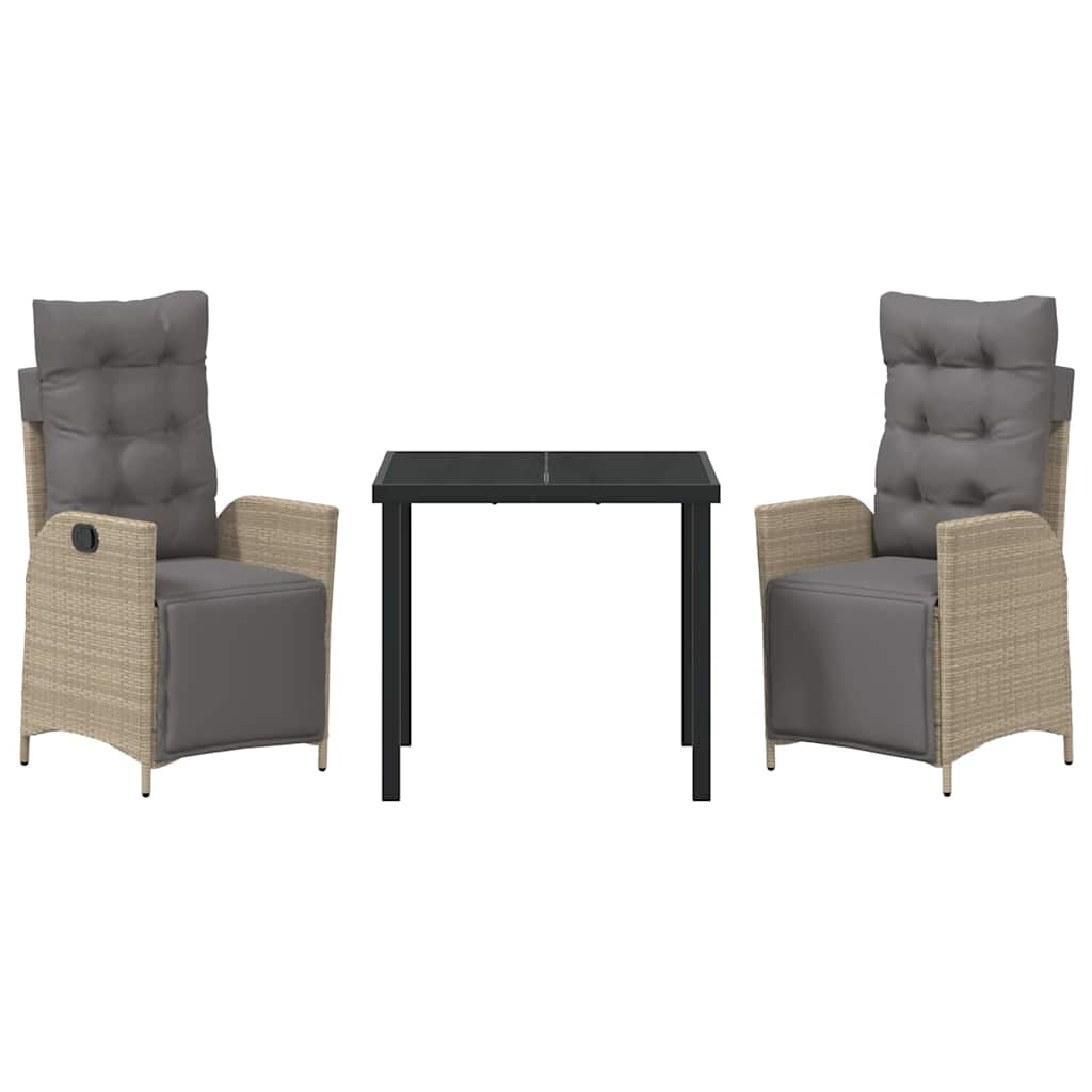 Garten Essgruppe 3 pcs Beige Poly Rattan