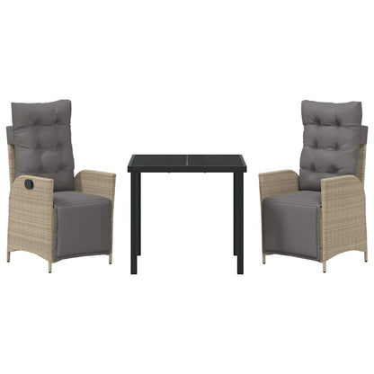 Garten Essgruppe 3 pcs Beige Poly Rattan