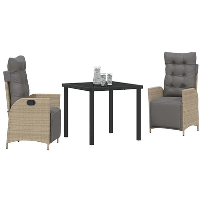 Garten Essgruppe 3 pcs Beige Poly Rattan