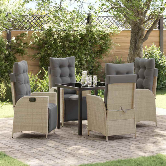 Garten Essgruppe 5 pcs Beige Poly Rattan