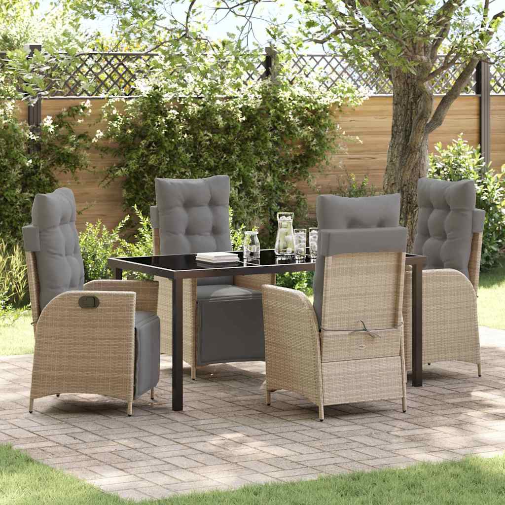 Garten Essgruppe 5 pcs Beige Poly Rattan