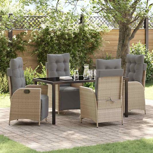 Garten Essgruppe 5 pcs Beige Poly Rattan
