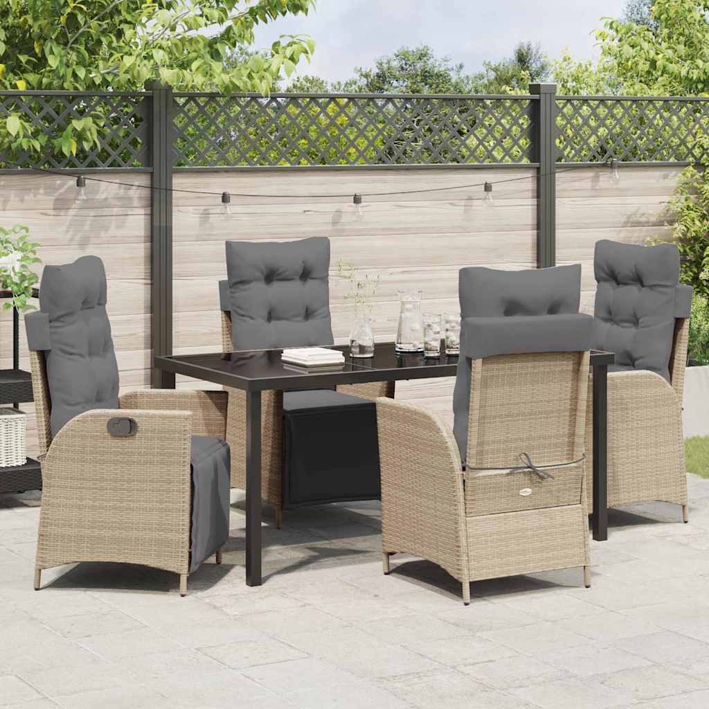 Garten Essgruppe 5 pcs Beige Poly Rattan