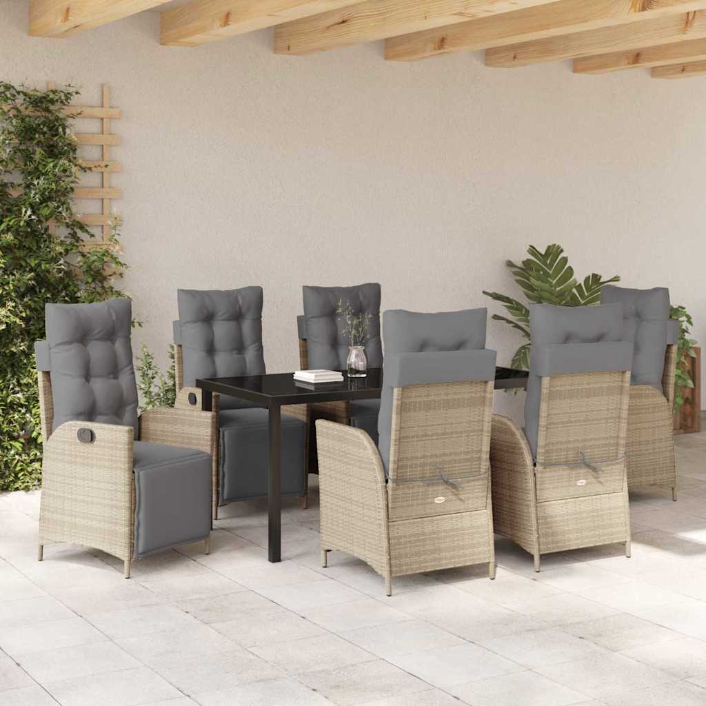 Garten Essgruppe 7 pcs Beige Poly Rattan
