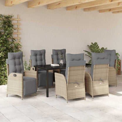 Garten Essgruppe 7 pcs Beige Poly Rattan