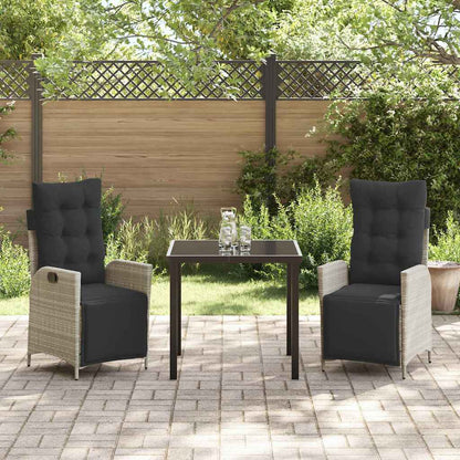 Garten Essgruppe 3 pcs Hellgrau Poly Rattan