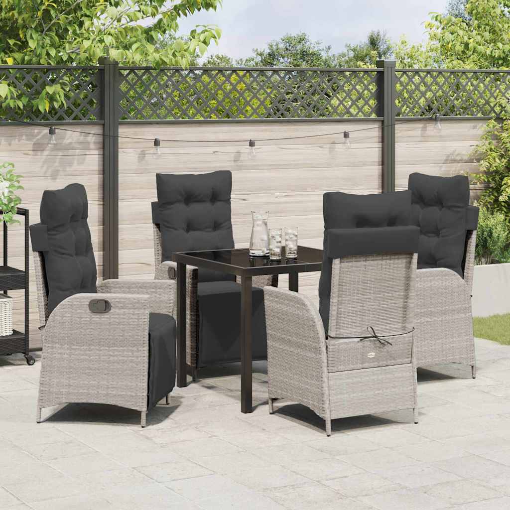 Garten Essgruppe 5 pcs Hellgrau Poly Rattan
