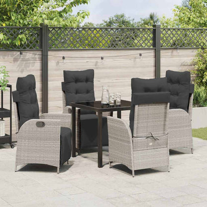 Garten Essgruppe 5 pcs Hellgrau Poly Rattan