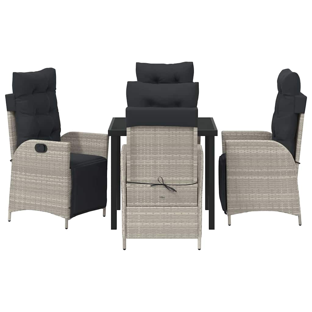 Garten Essgruppe 5 pcs Hellgrau Poly Rattan