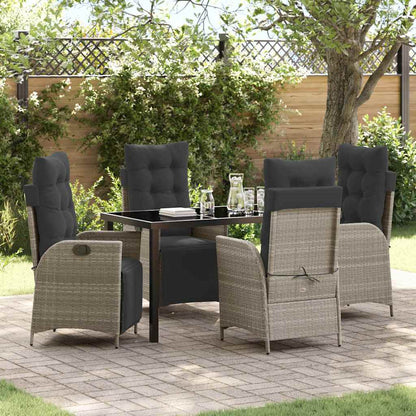 Garten Essgruppe 5 pcs Hellgrau Poly Rattan