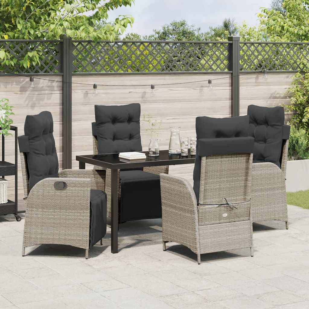 Garten Essgruppe 5 pcs Hellgrau Poly Rattan