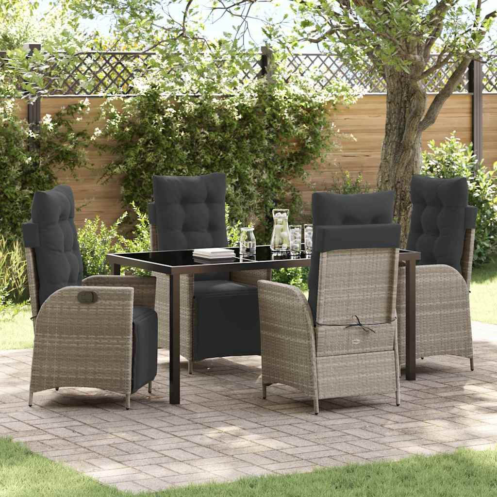 Garten Essgruppe 5 pcs Hellgrau Poly Rattan