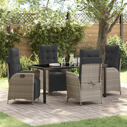 Garten Essgruppe 5 pcs Hellgrau Poly Rattan