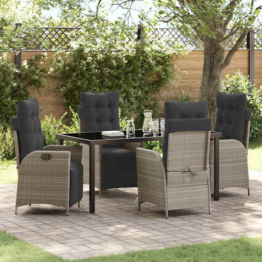 Garten Essgruppe 5 pcs Hellgrau Poly Rattan