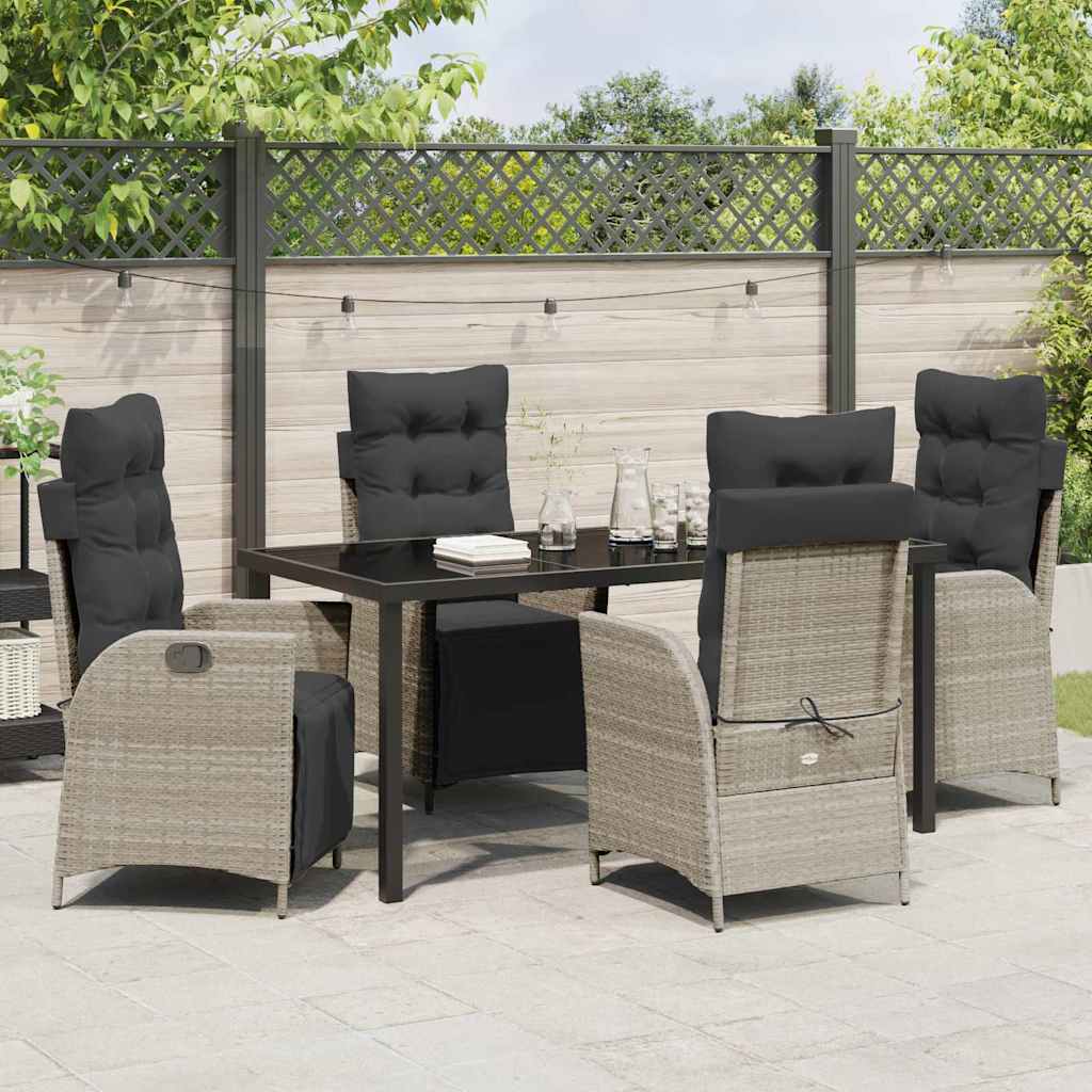 Garten Essgruppe 5 pcs Hellgrau Poly Rattan