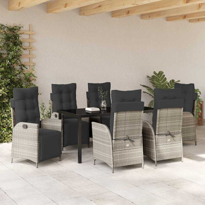 Garten Essgruppe 7 pcs Hellgrau Poly Rattan