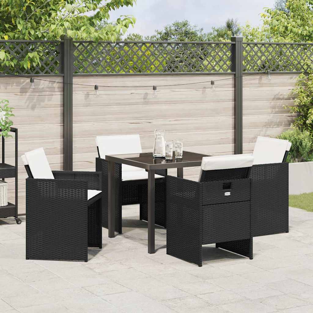 Garten Essgruppe 5 pcs Schwarz Poly-Rattan