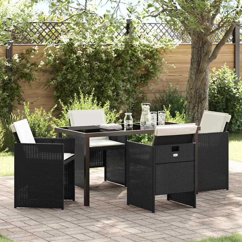 Garten Essgruppe 5 pcs Schwarz Poly-Rattan