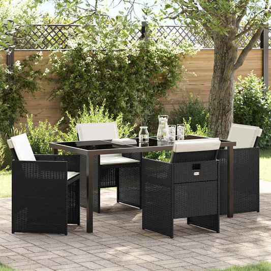 Garten Essgruppe 5 pcs Schwarz Poly-Rattan
