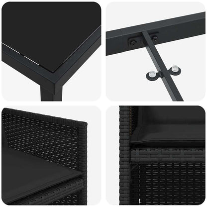 Garten Essgruppe 5 pcs Schwarz Poly-Rattan