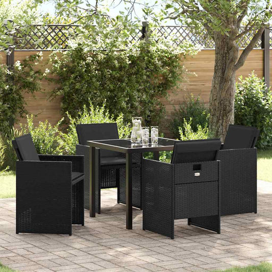 Garten Essgruppe 5 pcs Schwarz Poly-Rattan