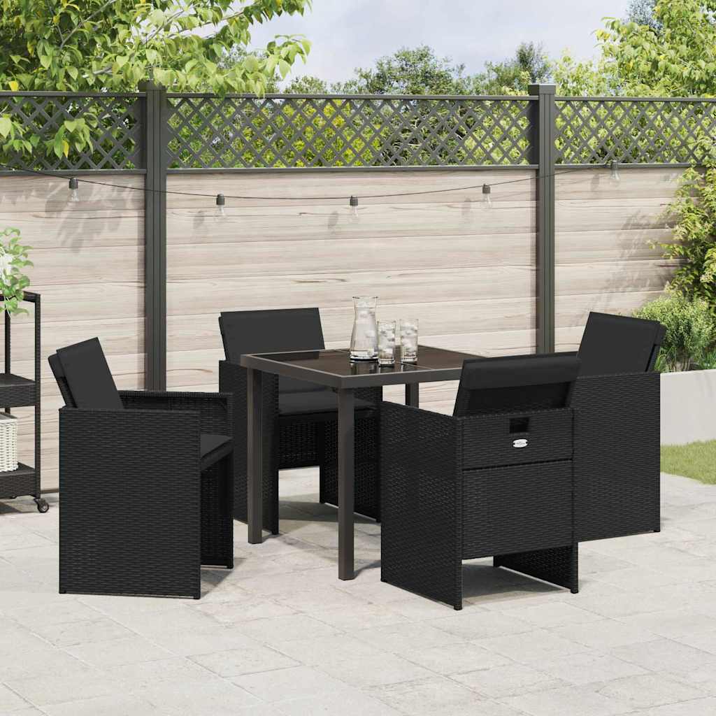 Garten Essgruppe 5 pcs Schwarz Poly-Rattan
