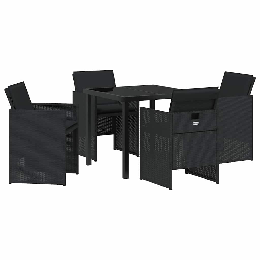 Garten Essgruppe 5 pcs Schwarz Poly-Rattan