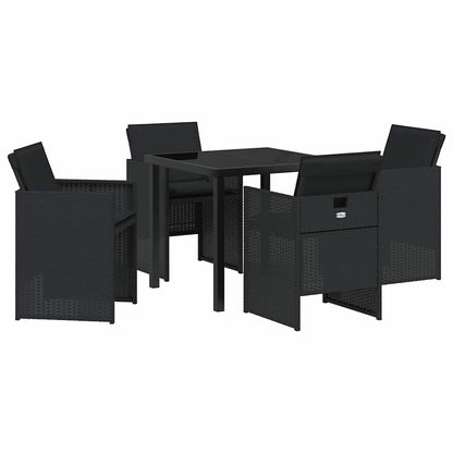 Garten Essgruppe 5 pcs Schwarz Poly-Rattan