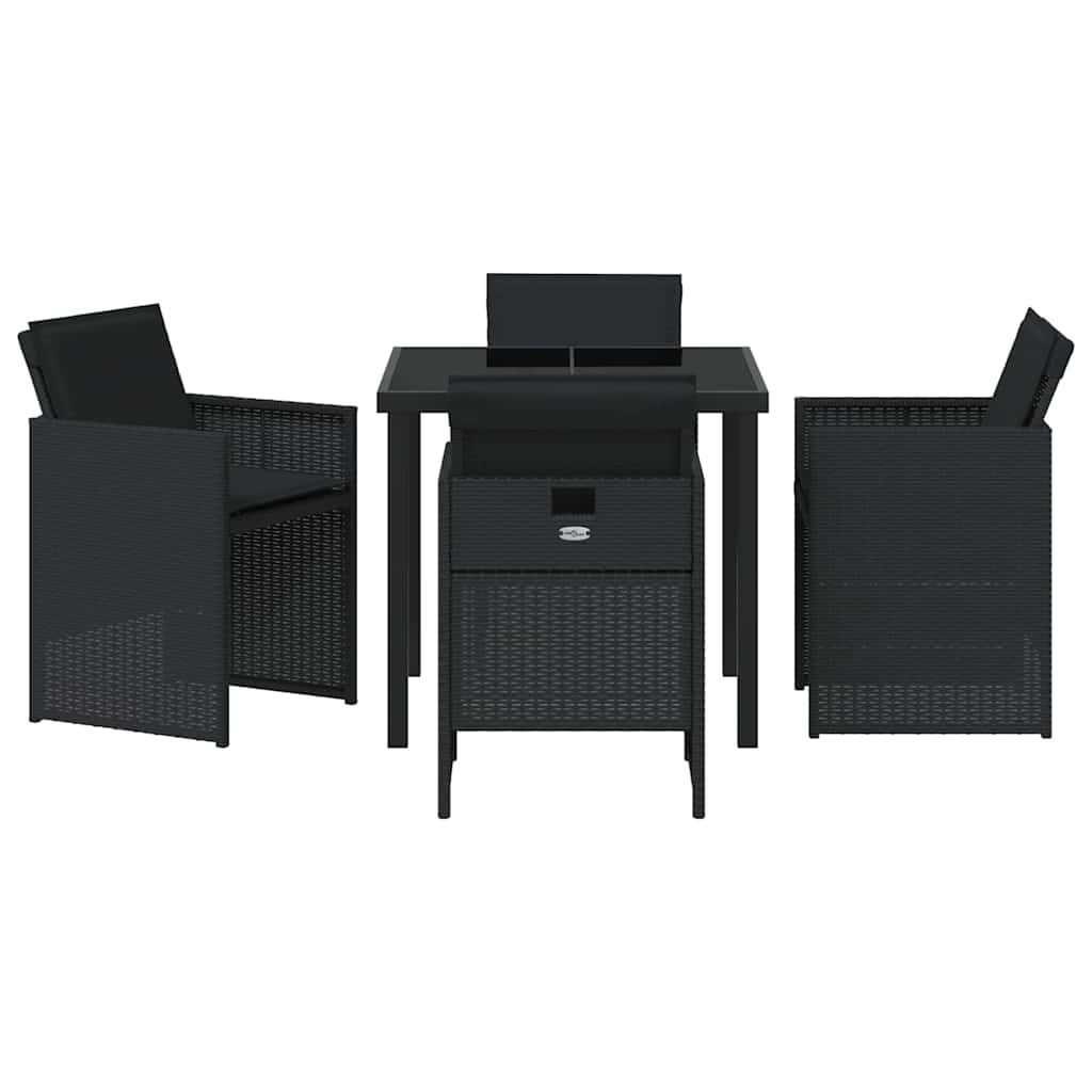 Garten Essgruppe 5 pcs Schwarz Poly-Rattan