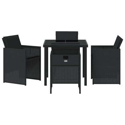 Garten Essgruppe 5 pcs Schwarz Poly-Rattan