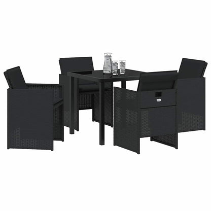 Garten Essgruppe 5 pcs Schwarz Poly-Rattan