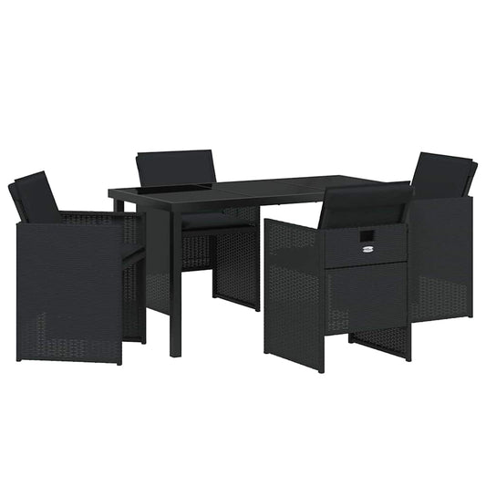Garten Essgruppe 5 pcs Schwarz Poly-Rattan