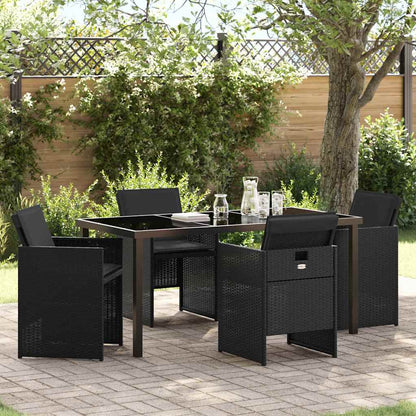 Garten Essgruppe 5 pcs Schwarz Poly-Rattan