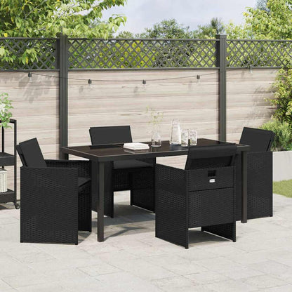 Garten Essgruppe 5 pcs Schwarz Poly-Rattan