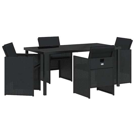 Garten Essgruppe 5 pcs Schwarz Poly-Rattan