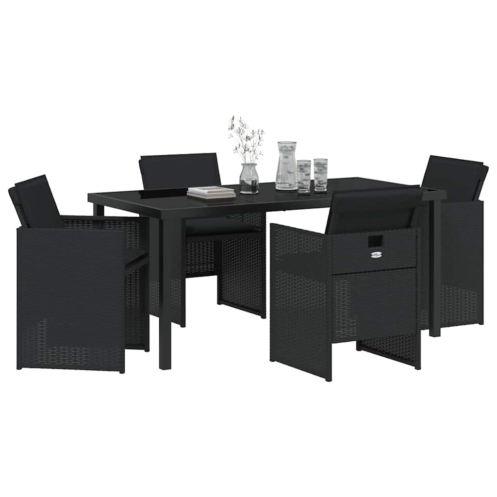 Garten Essgruppe 5 pcs Schwarz Poly-Rattan