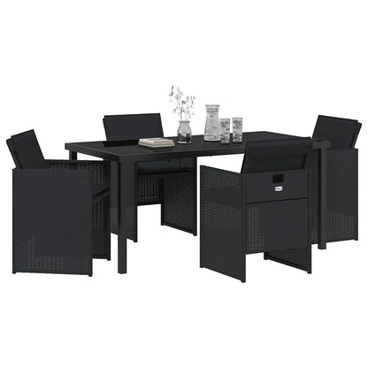 Garten Essgruppe 5 pcs Schwarz Poly-Rattan