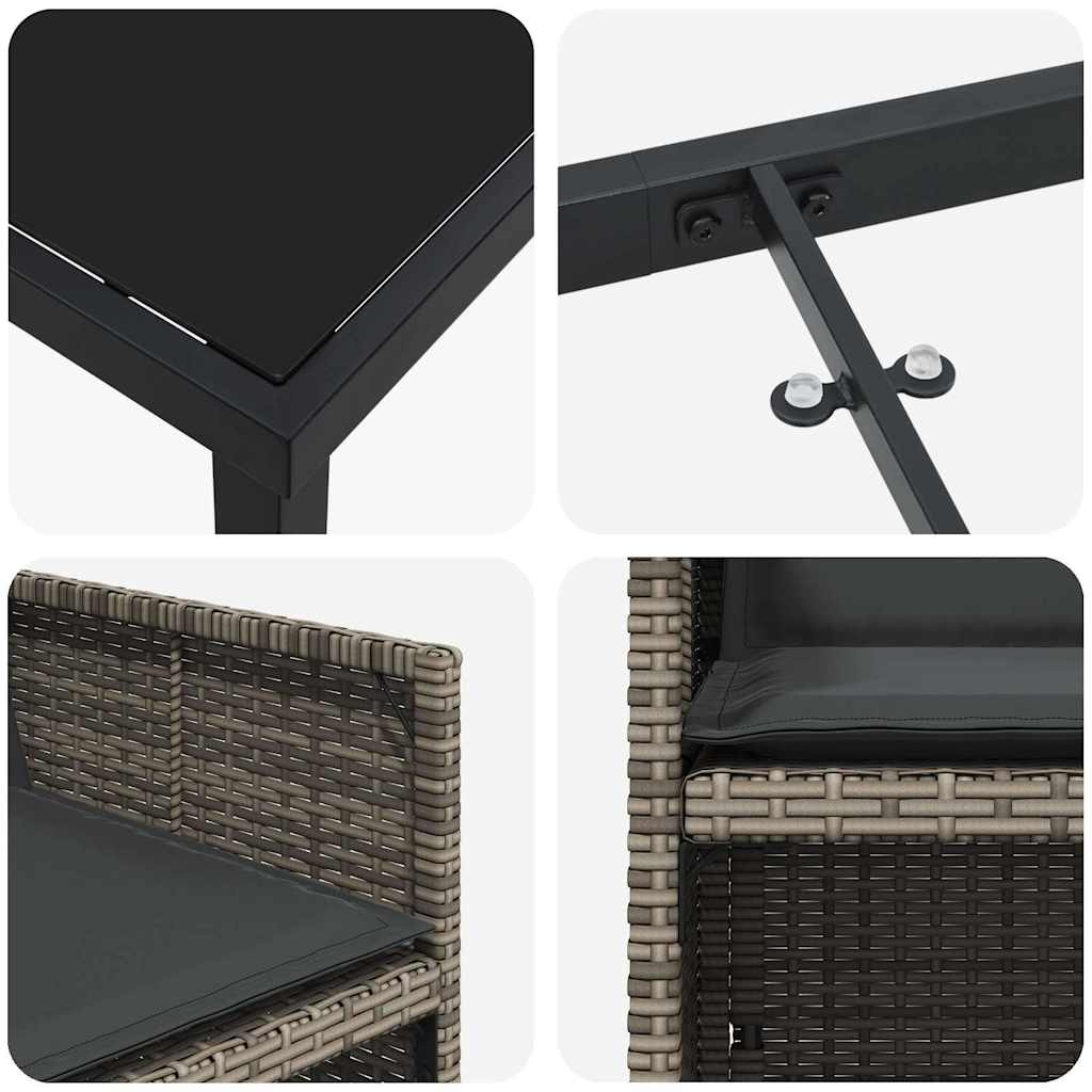 Garten Essgruppe 5 pcs Grau Poly-Rattan