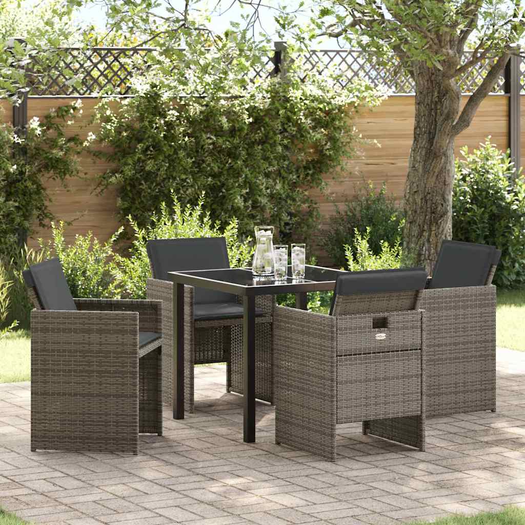 Garten Essgruppe 5 pcs Grau Poly-Rattan