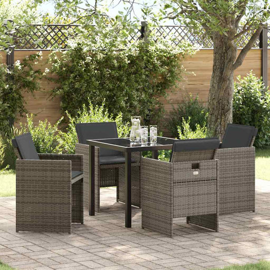 Garten Essgruppe 5 pcs Grau Poly-Rattan