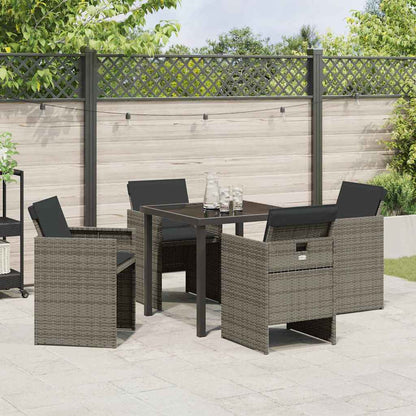 Garten Essgruppe 5 pcs Grau Poly-Rattan