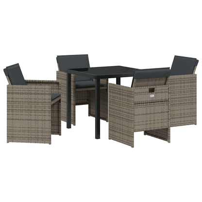 Garten Essgruppe 5 pcs Grau Poly-Rattan