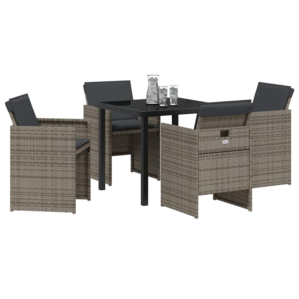 Garten Essgruppe 5 pcs Grau Poly-Rattan