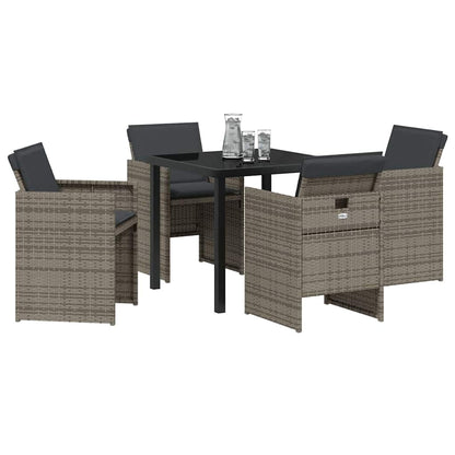 Garten Essgruppe 5 pcs Grau Poly-Rattan
