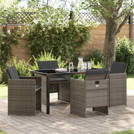 Garten Essgruppe 5 pcs Grau Poly-Rattan