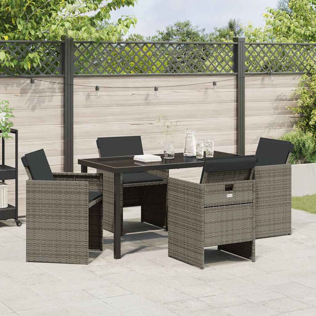 Garten Essgruppe 5 pcs Grau Poly-Rattan