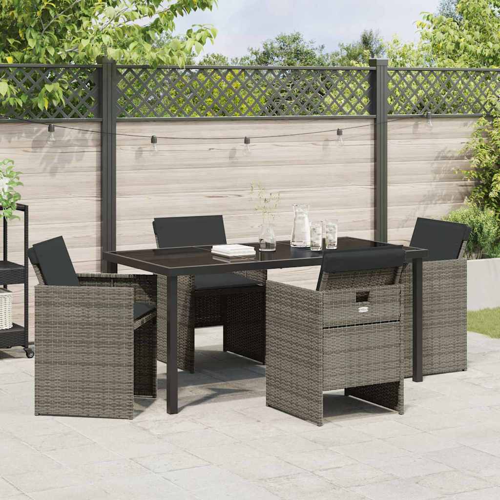 Garten Essgruppe 5 pcs Grau Poly-Rattan