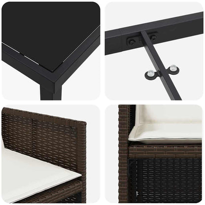 Garten Essgruppe 5 pcs Braun Poly-Rattan